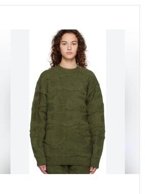 adidas x IVY PARK Khaki Jacquard Sweater - small oversized